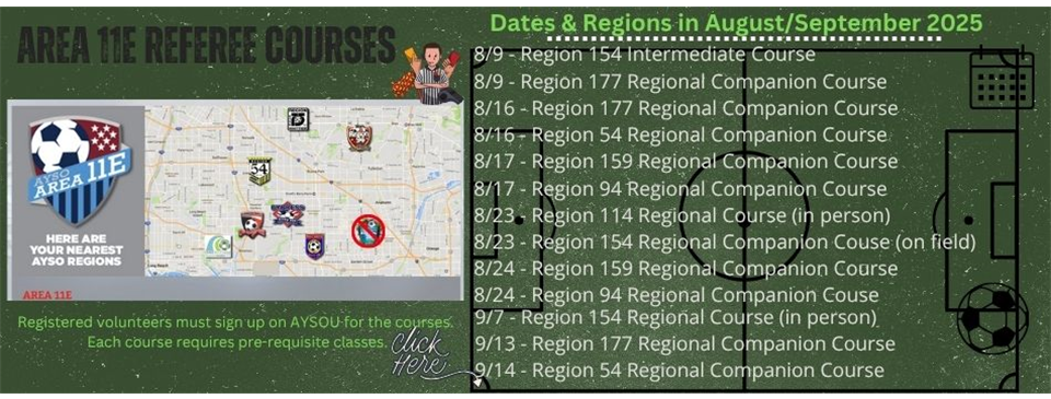 2025 Area Referee Courses