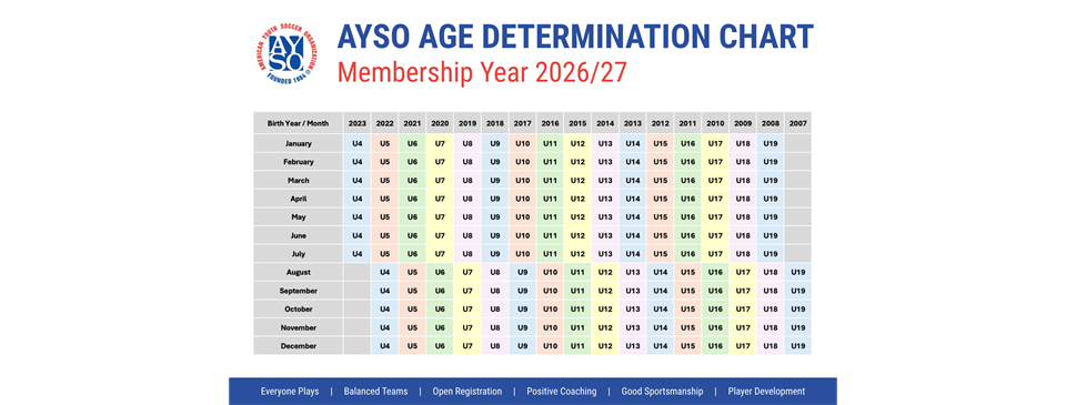 2026 New Age Requirements Chart by Division